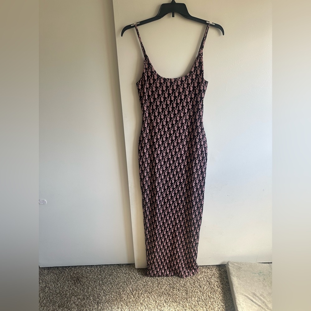 Portia and Scarlett Chic Pink and Black Patterned Maxi Dress